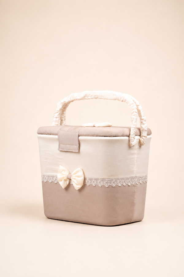 Large Basket, beige cotton lining, angled view